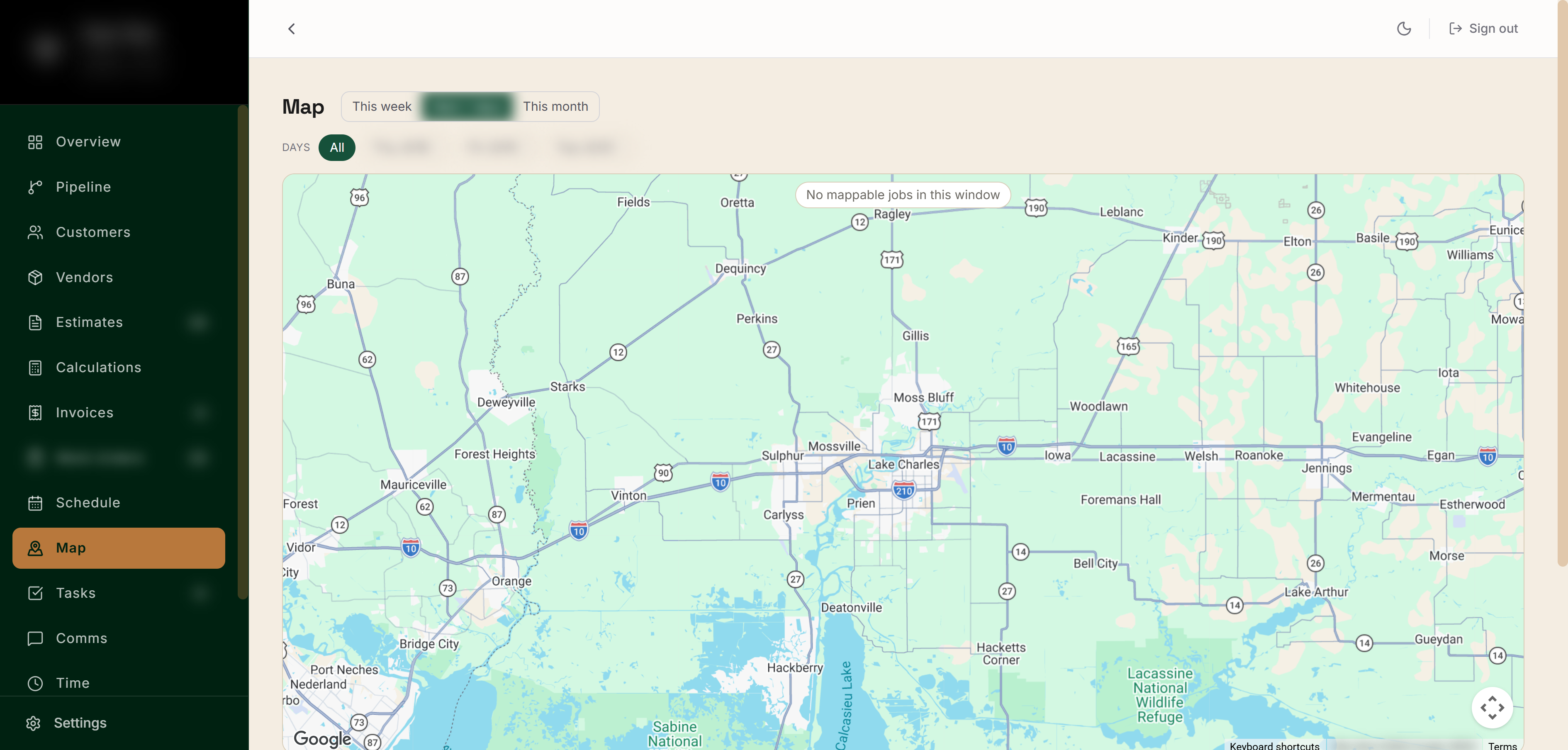 Job map for routing the week's work